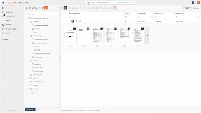 Nahtlose ERP-Integration​ mit dem DMS-System DocBox