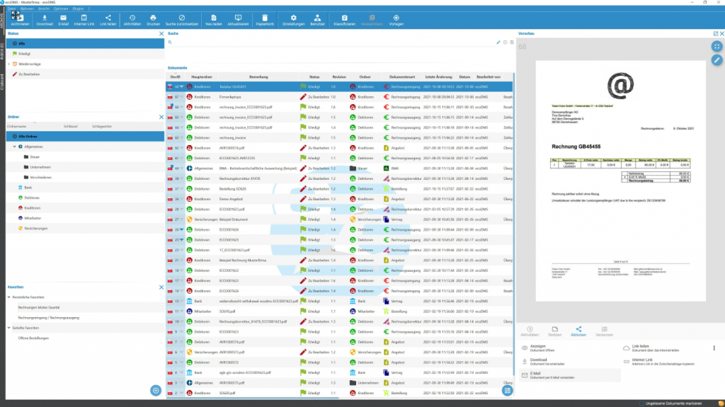 Revisionssichere Archivierung​ von dem DMS-System ecoDMS